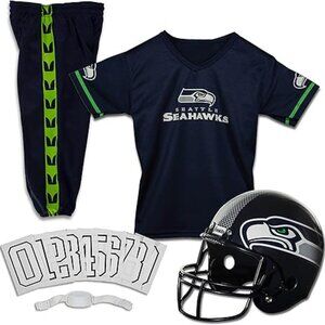 SEATTLE SEAHAWKS YOUTH  NFL Football Uniform Set Helmet, Jersey, Pan…